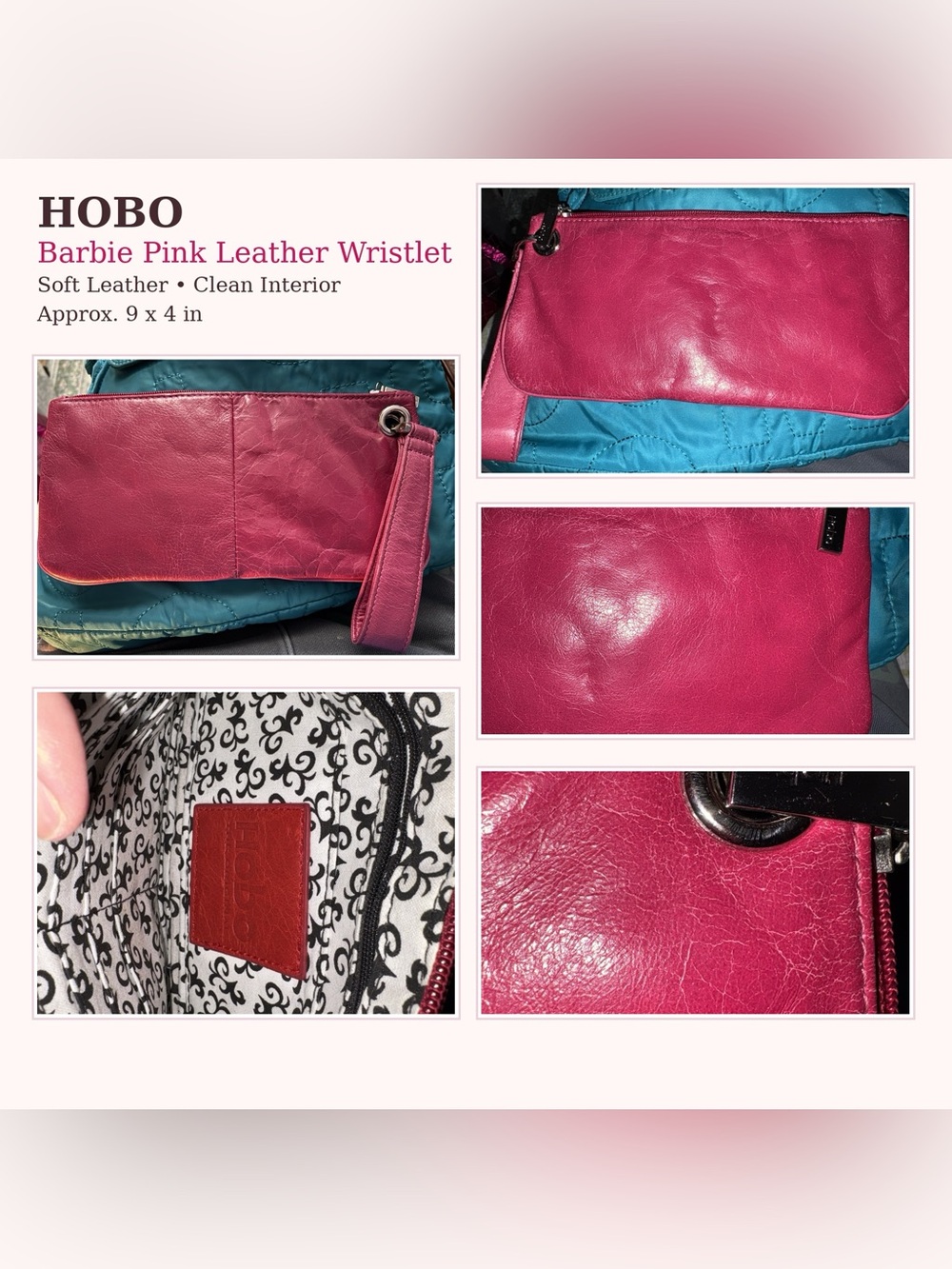 HOBO Barbie Pink Leather Wristlet Clutch